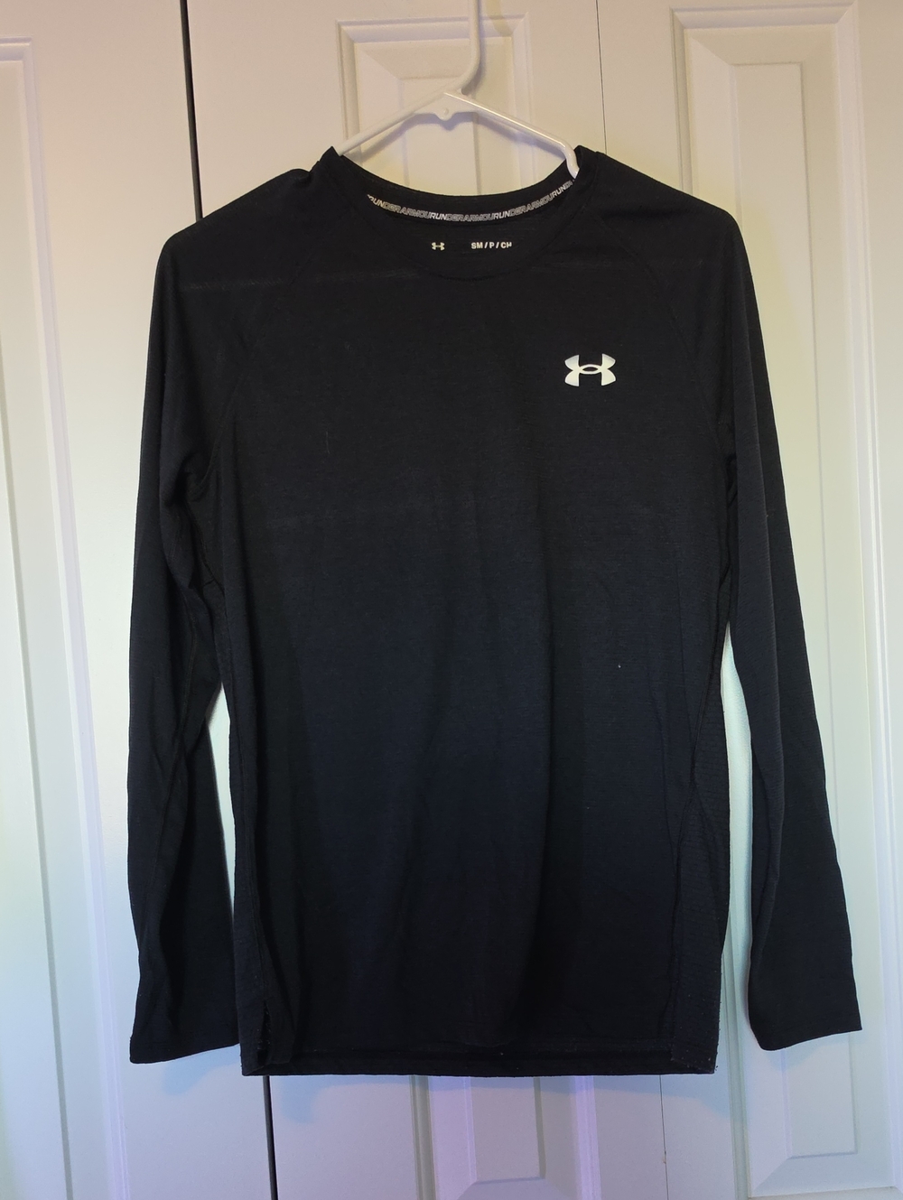 Under Armour Black Long-Sleeve Performance Top with White Logo